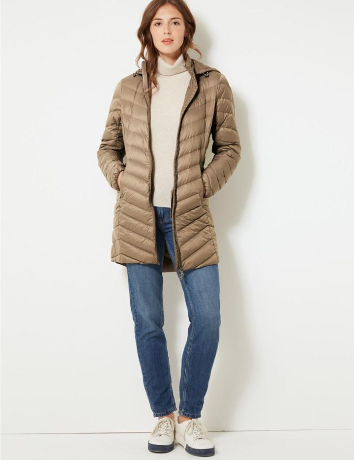 Marks & Spencer Lightweight Down & Feather Jacket Mocha