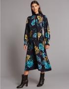 Marks & Spencer Floral Print Long Sleeve Maxi Dress Navy Mix