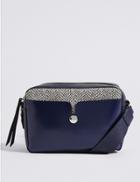 Marks & Spencer Faux Leather Stud Across Body Bag Blue Mix