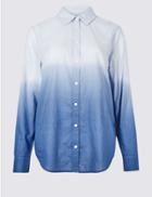 Marks & Spencer Pure Cotton Ombre Long Sleeve Shirt Blue
