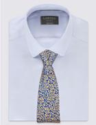 Marks & Spencer Pure Silk Textured Floral Tie Gold Mix