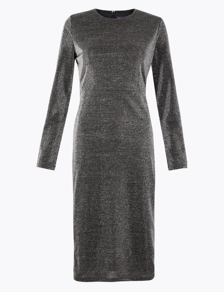 Marks & Spencer Petite Jersey Bodycon Midi Dress Silver