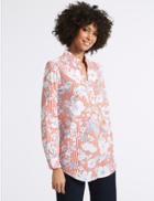 Marks & Spencer Pure Cotton Floral Print Longline Blouse Red Mix