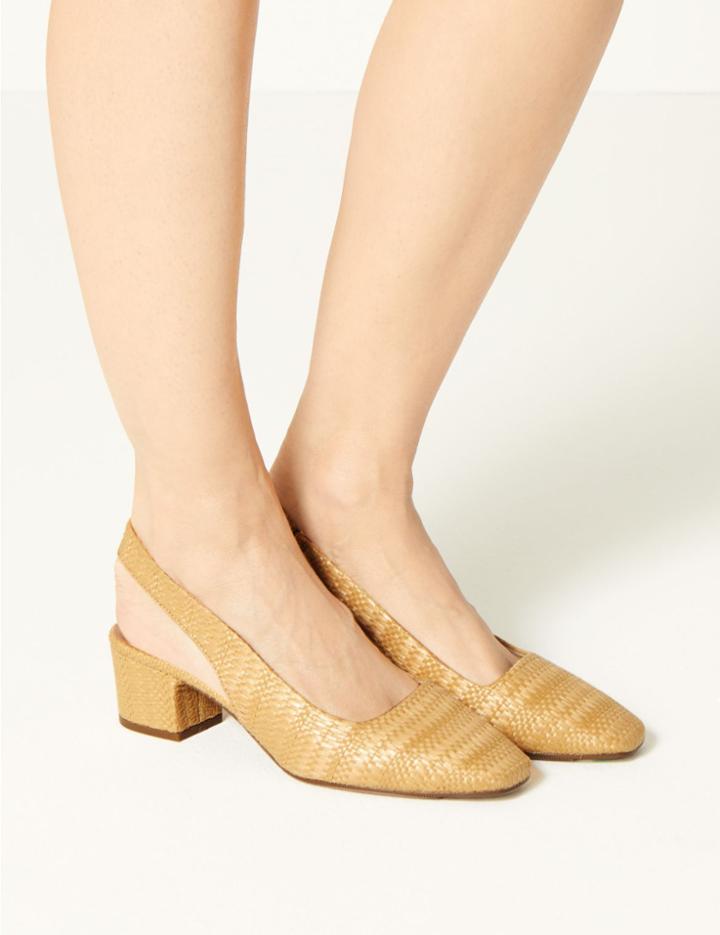 Marks & Spencer Square Toe Slingback Shoes Natural Mix