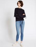 Marks & Spencer Frayed Hem Mid Rise Skinny Leg Jeans Medium Indigo