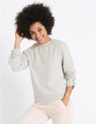 Marks & Spencer Tie Cuff Round Neck Long Sleeve Sweatshirt Grey Marl