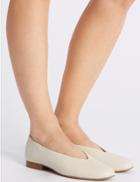 Marks & Spencer Leather High Cut Ballerina Pumps White