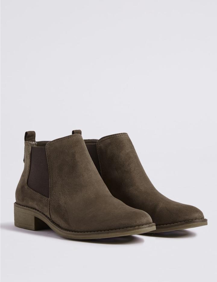 Marks & Spencer Block Heel Chelsea Ankle Boots Mink