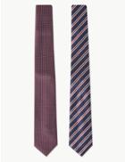 Marks & Spencer 2 Pack Striped & Textured Tie Burgundy Mix