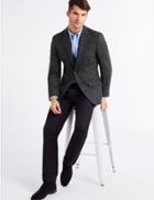Marks & Spencer Pure Wool Textured Regular Fit Jacket Charcoal