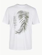 Marks & Spencer Pure Cotton Leaf Print T-shirt White