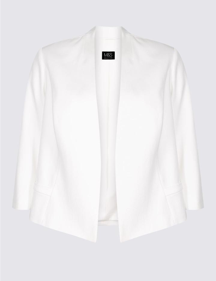 Marks & Spencer Curve Textured Blazer Soft White