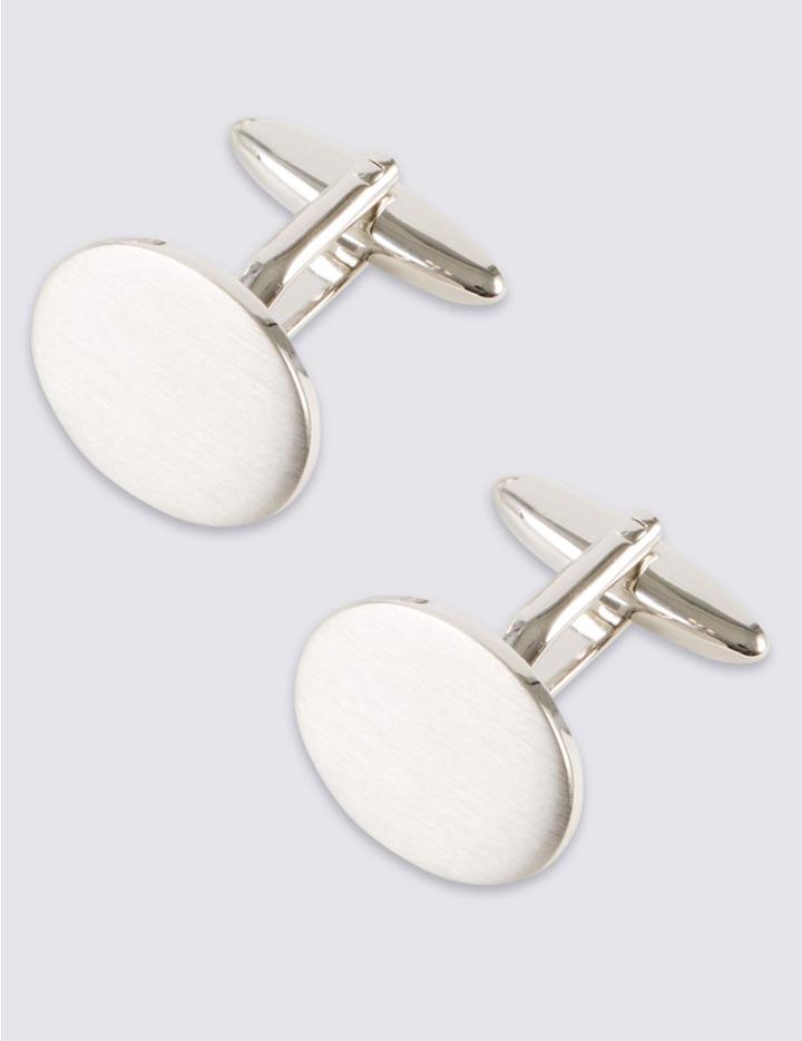 Marks & Spencer Brushed Oval Cufflinks White