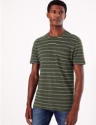 Marks & Spencer Striped T-shirt Dark Sage