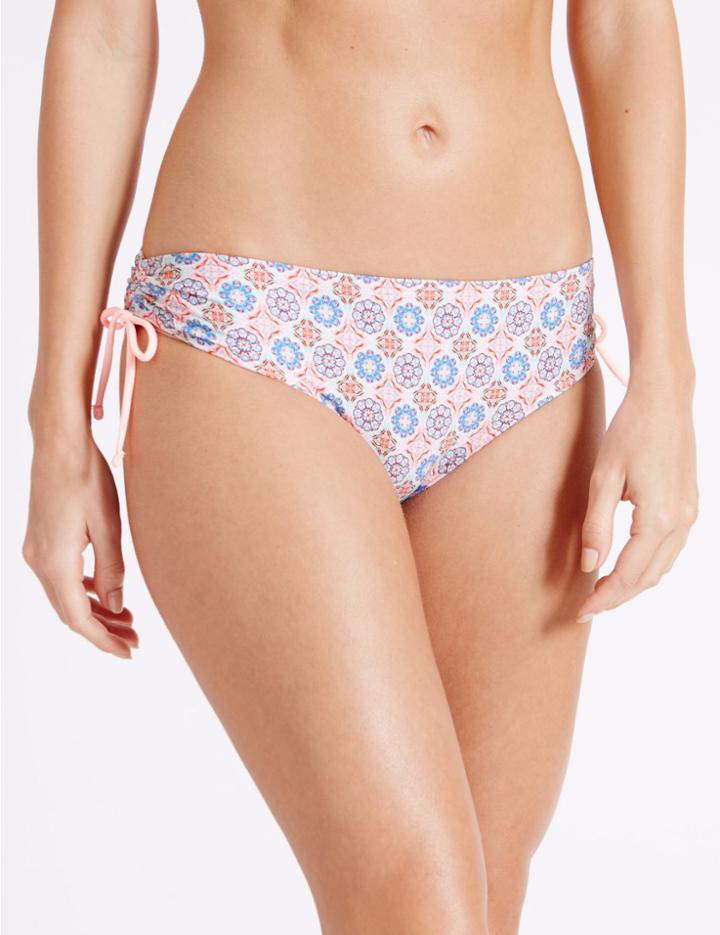 Marks & Spencer Tile Print Hipster Bikini Bottoms Coral Mix