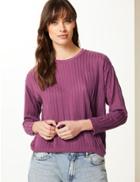 Marks & Spencer Textured Round Neck Long Sleeve Top Magenta
