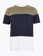 Marks & Spencer Cotton Colour Block Pique T-shirt Lime