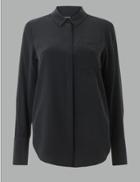Marks & Spencer Silk Long Sleeve Shirt Black