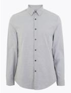 Marks & Spencer Slim Fit Oxford Shirt With Stretch Light Grey
