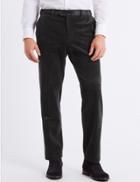 Marks & Spencer Tailored Fit Cotton Rich Corduroy Trousers Dark Grey