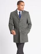 Marks & Spencer Wool Blend Revere Overcoat Grey Mix