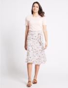 Marks & Spencer Pure Cotton A-line Midi Skirt White Mix