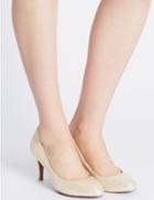 Marks & Spencer Wide Fit Stiletto Sparkle Court Shoes Metallic