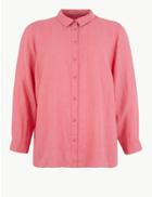Marks & Spencer Curve Pure Linen Shirt Bright Pink