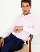 Marks & Spencer English Cotton Tailored Fit Striped Shirt Pink Mix