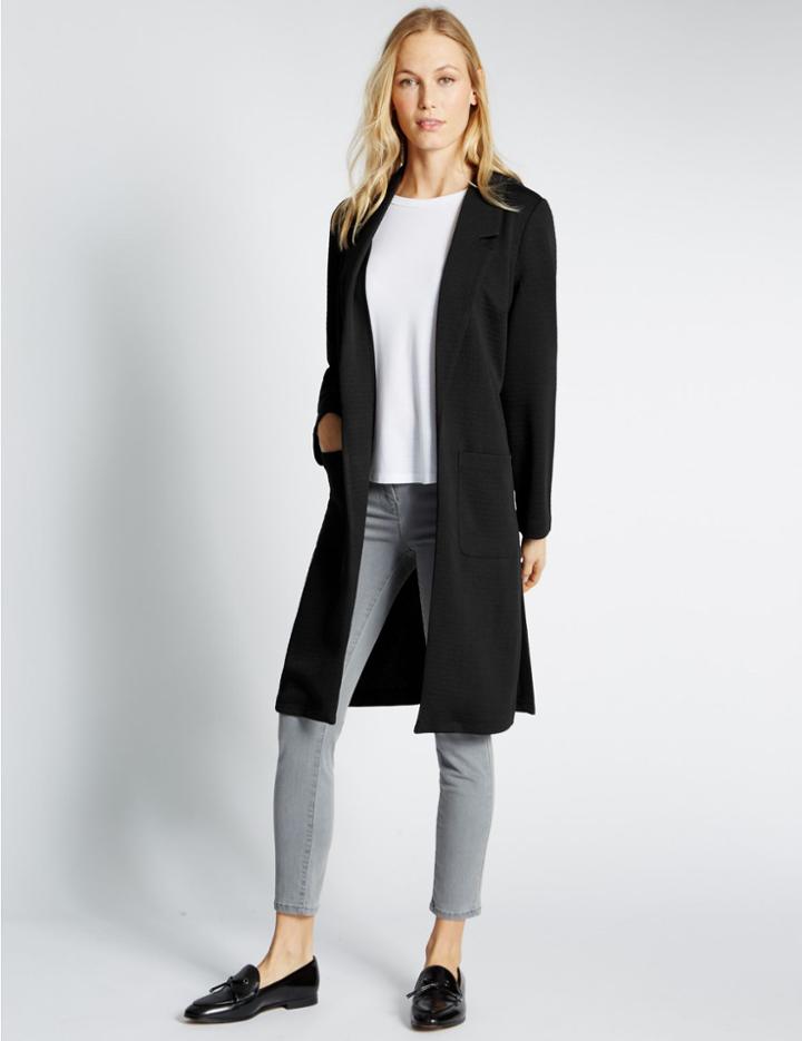 Marks & Spencer Longline Notch Neck Jersey Jacket Black