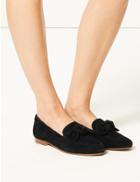 Marks & Spencer Suede Bow Detail Loafers Black