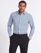 Marks & Spencer Pure Cotton Easy To Iron Tailored Fit Shirt Navy Mix