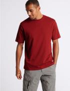 Marks & Spencer Pure Cotton Crew Neck T-shirt Ruby