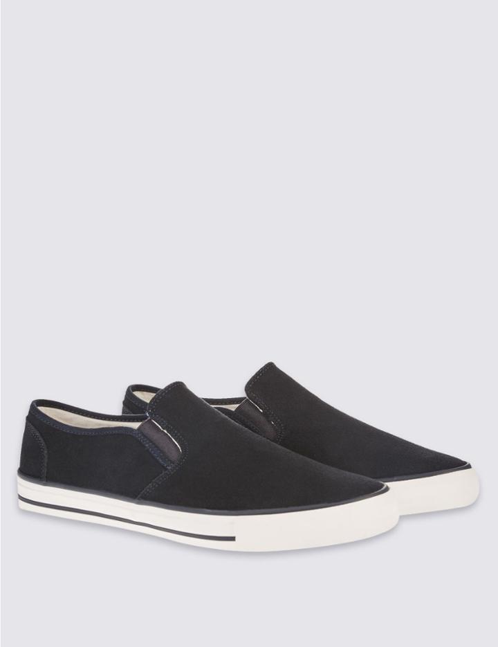 Marks & Spencer Suede Slip-on Shoes Navy