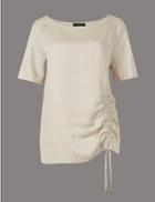 Marks & Spencer Drawstring Front Short Sleeve Top Champagne