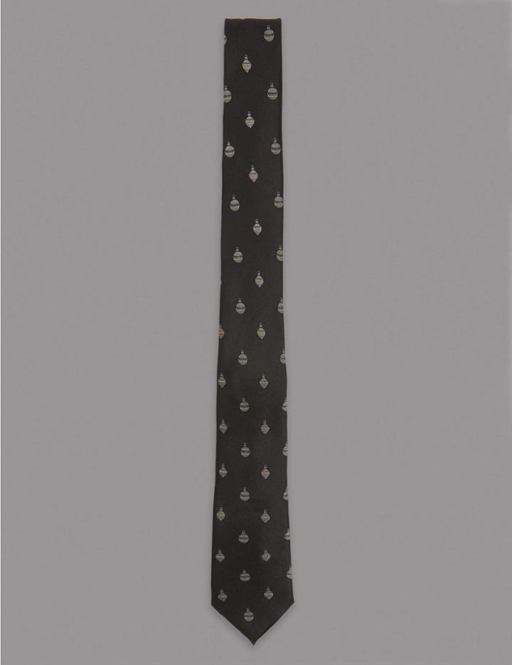 Marks & Spencer Silk Rich Novelty Tie Black Mix