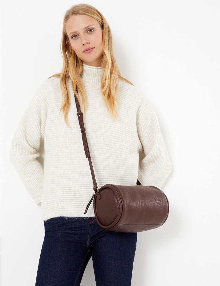 Marks & Spencer Leather Cross Body Barrel Bag Chocolate