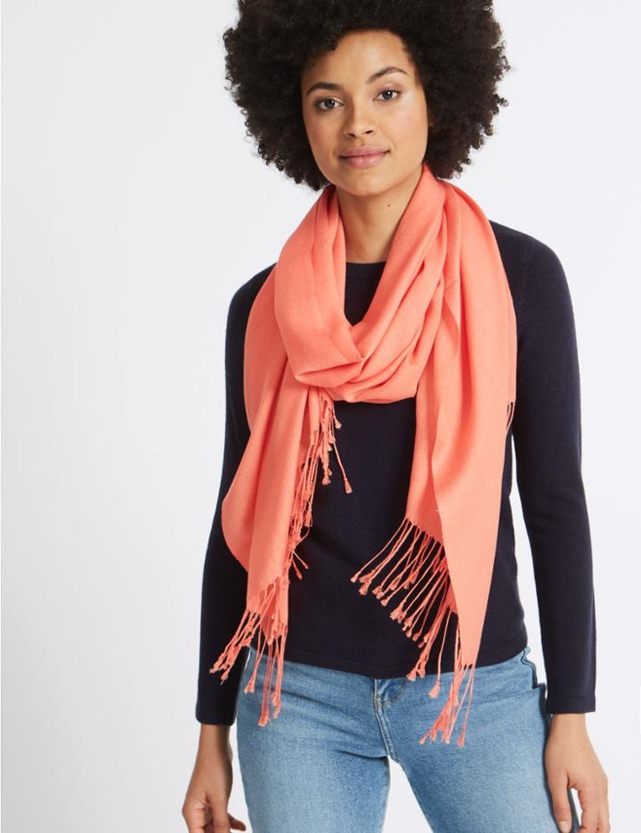 Marks & Spencer Modal Rich Pashminetta Scarf Bright Coral