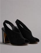 Marks & Spencer Leather Metal Heel Slingback Court Shoes Black
