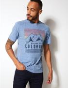 Marks & Spencer Cotton Blend Printed Crew Neck T-shirt Blue Mix