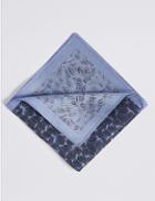 Marks & Spencer Pure Silk Floral Print Pocket Square Blue Mix