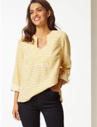 Marks & Spencer Linen Blend Striped Long Sleeve Blouse Yellow Mix