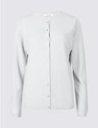Marks & Spencer Embellished Round Neck Cardigan Grey Mix