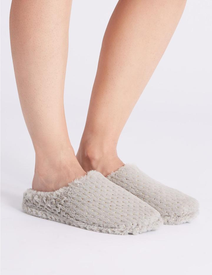 Marks & Spencer Gold Spot Mule Slippers Grey Mix