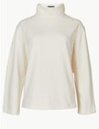 Marks & Spencer Pure Cotton Long Sleeve Sweatshirt Cream