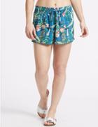 Marks & Spencer Floral Print Shorts Teal Mix