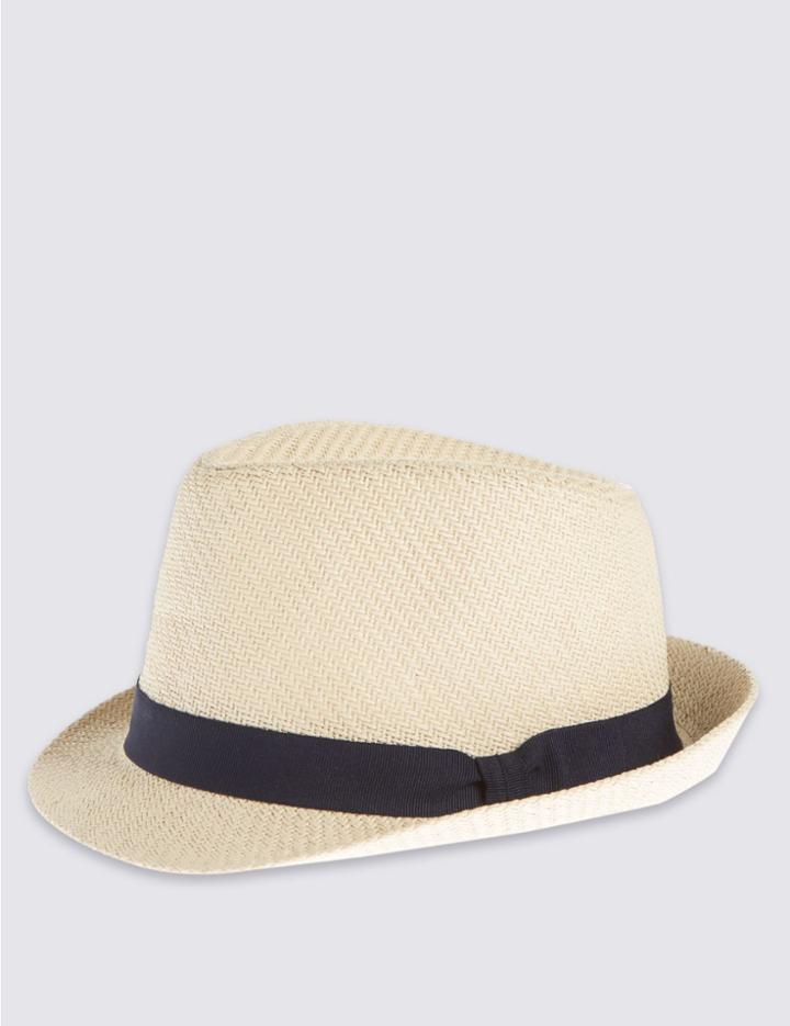 Marks & Spencer Double Weave Textured Trilby Hat Stone