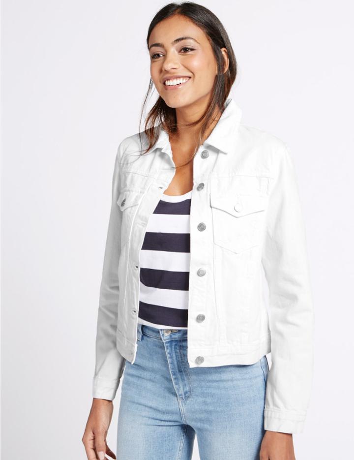 Marks & Spencer Pure Cotton 2 Pocket Jacket White