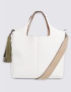 Marks & Spencer Faux Leather Tassel Shoulder Bag White Mix