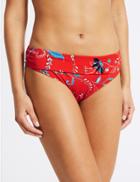 Marks & Spencer Floral Print Hipster Bikini Bottoms Red Mix